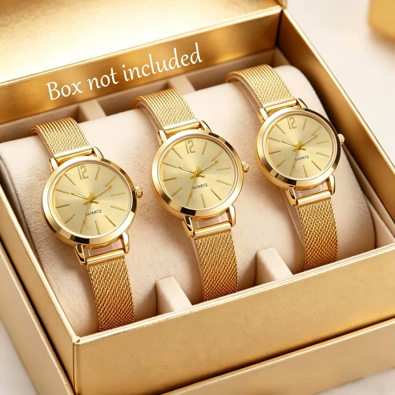 Luxury Watch Gift For Her - Conjunto de 3 Relógios Redondos Compactos