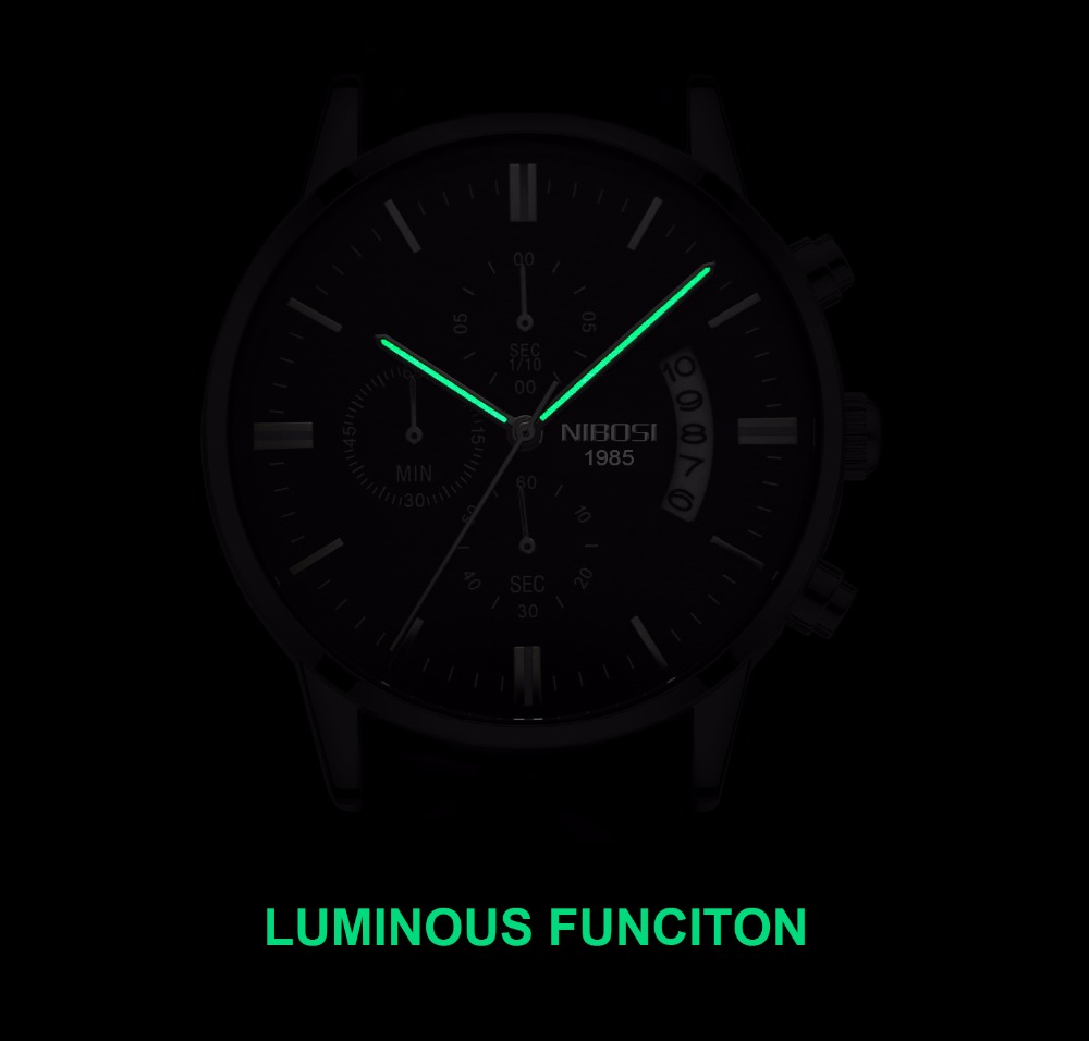 Nibosi aço inoxidável preto re - Luxury Watch Top 10 avaliação e preço
