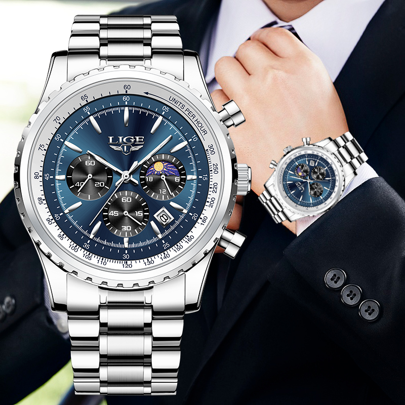 LIGE-Relógio Quartzo de Luxo M - Luxury Watch Magazine avaliação e preço