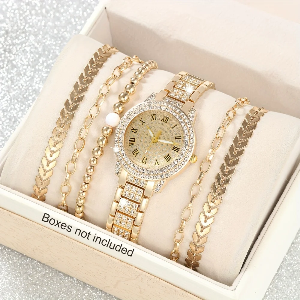6 pçs/set feminino luxo strass - Luxury Watch Gift For Her avaliação e preço